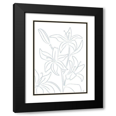 Lillies No 01 Black Modern Wood Framed Art Print with Double Matting by 1x Studio II