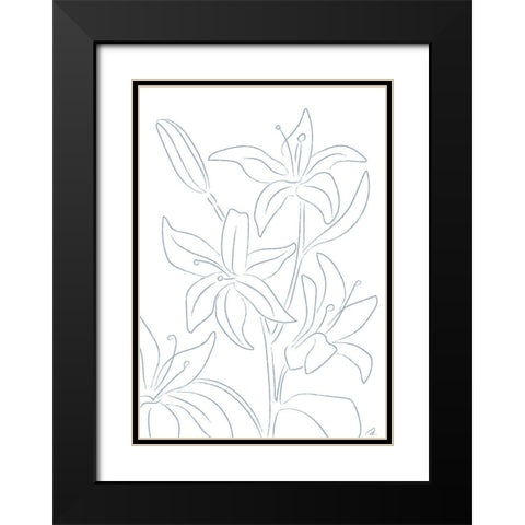 Lillies No 01 Black Modern Wood Framed Art Print with Double Matting by 1x Studio II