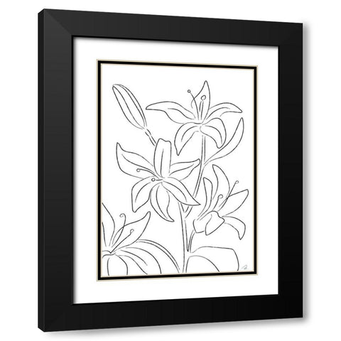 Lillies No 02 Black Modern Wood Framed Art Print with Double Matting by 1x Studio II