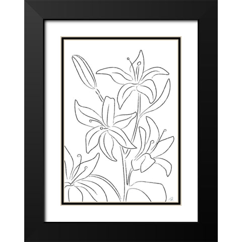 Lillies No 02 Black Modern Wood Framed Art Print with Double Matting by 1x Studio II