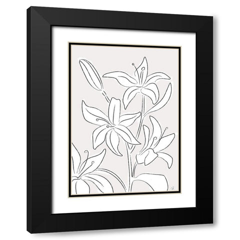 Lillies No 03 Black Modern Wood Framed Art Print with Double Matting by 1x Studio II