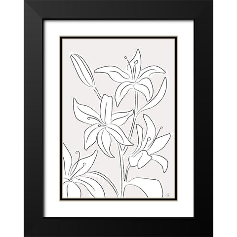 Lillies No 03 Black Modern Wood Framed Art Print with Double Matting by 1x Studio II