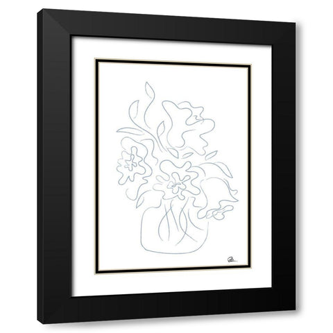 Flower Bouquet Sketch Black Modern Wood Framed Art Print with Double Matting by 1x Studio II