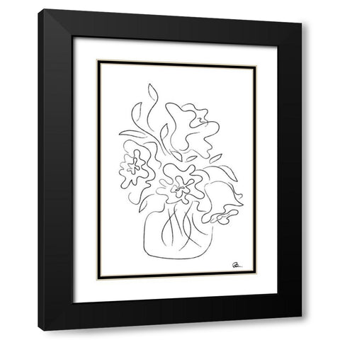 Flower Bouquet White Black Modern Wood Framed Art Print with Double Matting by 1x Studio II