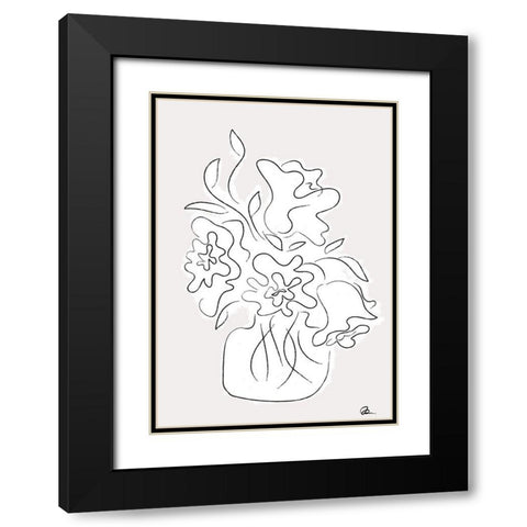 Flower Bouquet Grey Black Modern Wood Framed Art Print with Double Matting by 1x Studio II