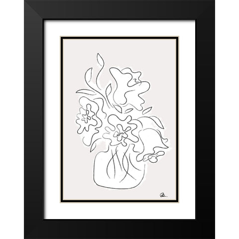 Flower Bouquet Grey Black Modern Wood Framed Art Print with Double Matting by 1x Studio II