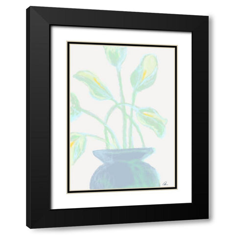 Flowers Mint Black Modern Wood Framed Art Print with Double Matting by 1x Studio II