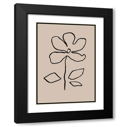 Oil Pastel Flower Black Black Modern Wood Framed Art Print with Double Matting by 1x Studio