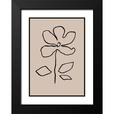Oil Pastel Flower Black Black Modern Wood Framed Art Print with Double Matting by 1x Studio