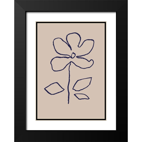 Oil Pastel Flower Blue Black Modern Wood Framed Art Print with Double Matting by 1x Studio