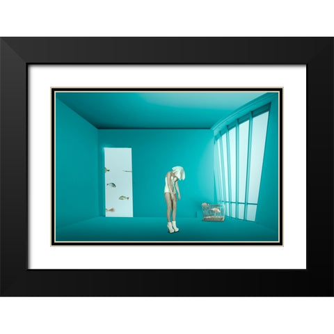 Caging Black Modern Wood Framed Art Print with Double Matting by von Diepenbroek, Christine