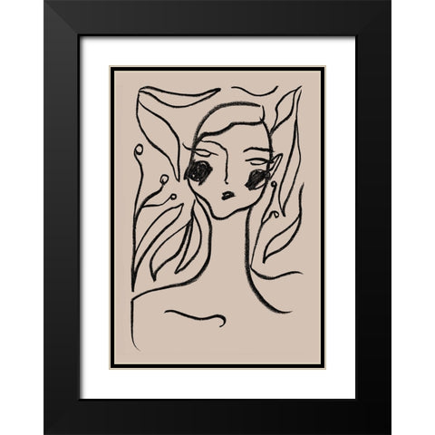 Gaia Black Black Modern Wood Framed Art Print with Double Matting by 1x Studio