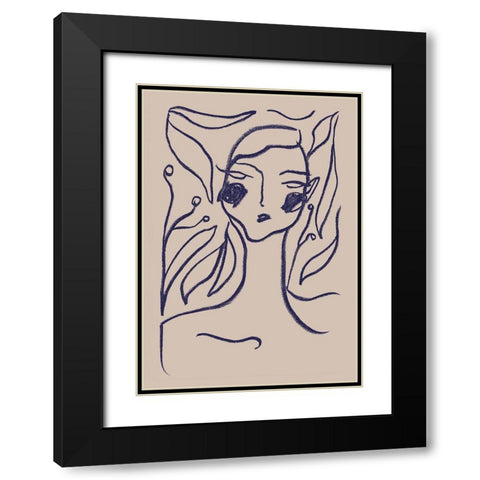 Gaia Blue Black Modern Wood Framed Art Print with Double Matting by 1x Studio