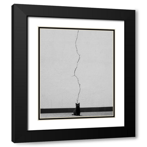 Cat Thoughts Black Modern Wood Framed Art Print with Double Matting by Alizolghadri93