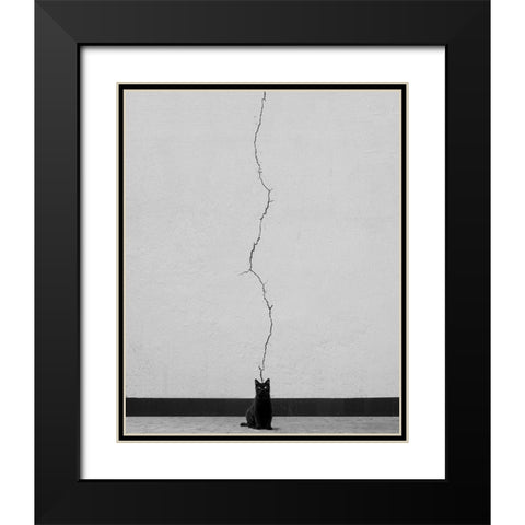 Cat Thoughts Black Modern Wood Framed Art Print with Double Matting by Alizolghadri93