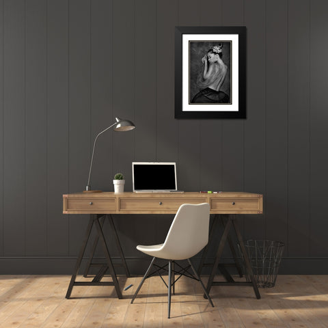 Delicate Black Modern Wood Framed Art Print with Double Matting by Gil Raga, Joan