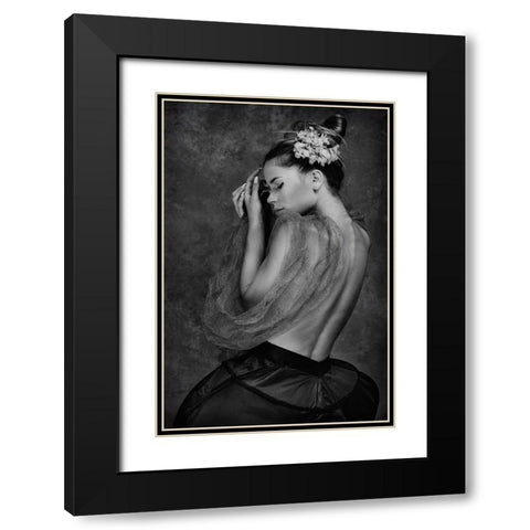 Delicate Black Modern Wood Framed Art Print with Double Matting by Gil Raga, Joan