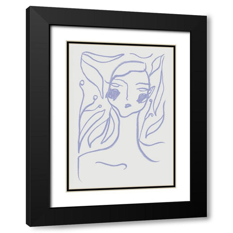 Gaia Lilac Black Modern Wood Framed Art Print with Double Matting by 1x Studio