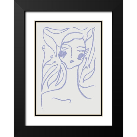 Gaia Lilac Black Modern Wood Framed Art Print with Double Matting by 1x Studio