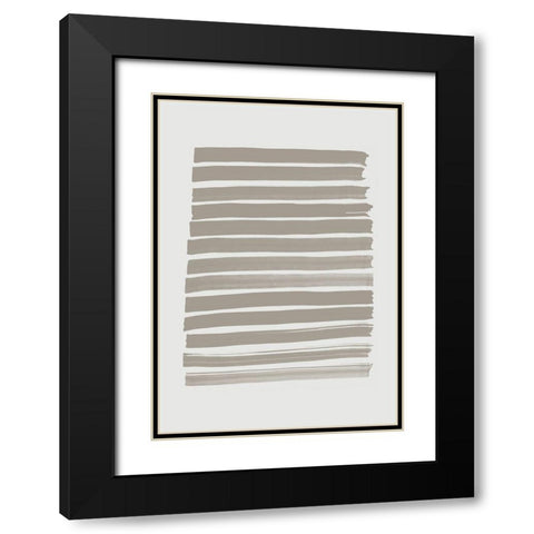 Green Strokes Black Modern Wood Framed Art Print with Double Matting by 1x Studio