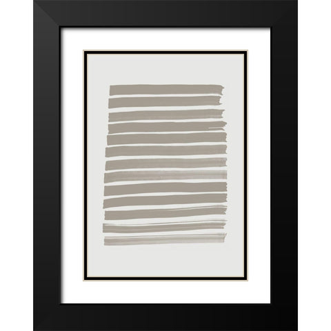 Green Strokes Black Modern Wood Framed Art Print with Double Matting by 1x Studio