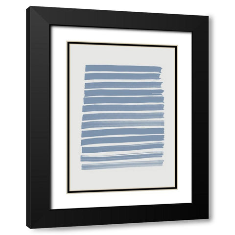 Blue Strokes Black Modern Wood Framed Art Print with Double Matting by 1x Studio