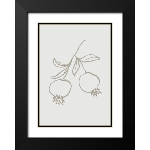 Pomegranate Green Black Modern Wood Framed Art Print with Double Matting by 1x Studio