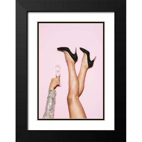 Cheers Disco Heels Black Modern Wood Framed Art Print with Double Matting by 1x Studio III