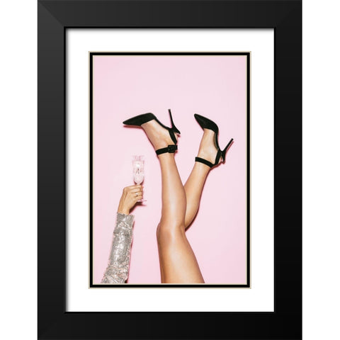 Cheers Disco Black Modern Wood Framed Art Print with Double Matting by 1x Studio III