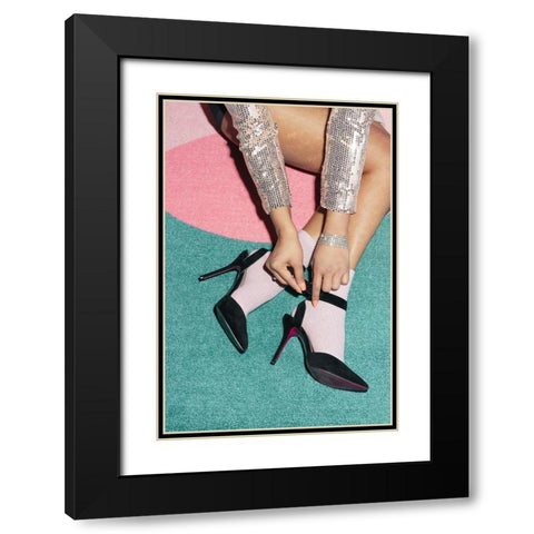 Getting Ready Green Black Modern Wood Framed Art Print with Double Matting by 1x Studio III
