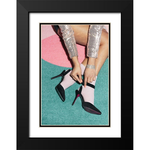 Getting Ready Green Black Modern Wood Framed Art Print with Double Matting by 1x Studio III