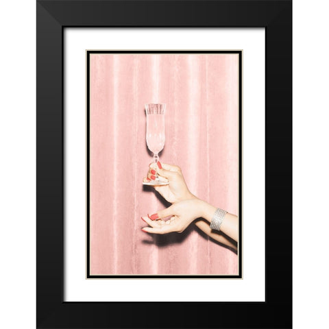 Heres To Pink 01 Black Modern Wood Framed Art Print with Double Matting by 1x Studio III