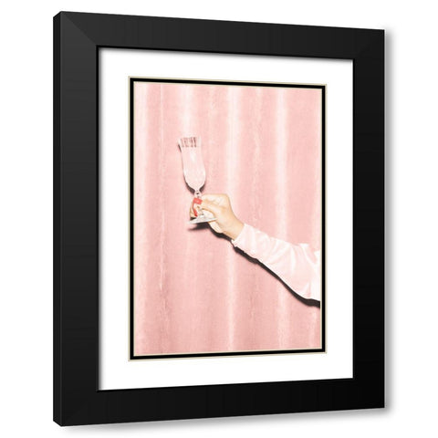 Heres To Pink 02 Black Modern Wood Framed Art Print with Double Matting by 1x Studio III