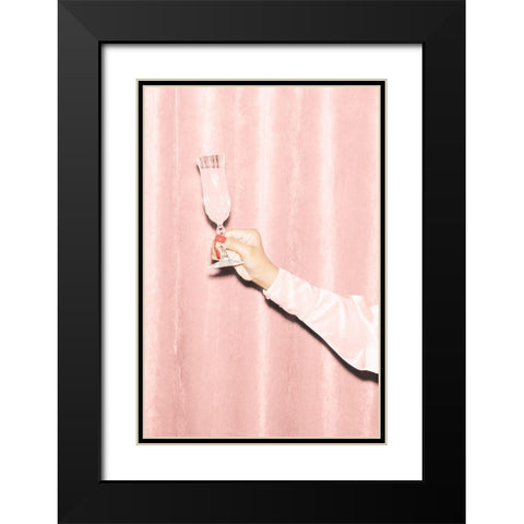 Heres To Pink 02 Black Modern Wood Framed Art Print with Double Matting by 1x Studio III
