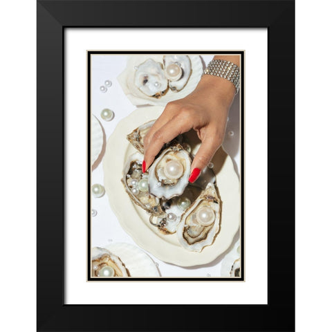 Oysters a Pearls No 02 Black Modern Wood Framed Art Print with Double Matting by 1x Studio III
