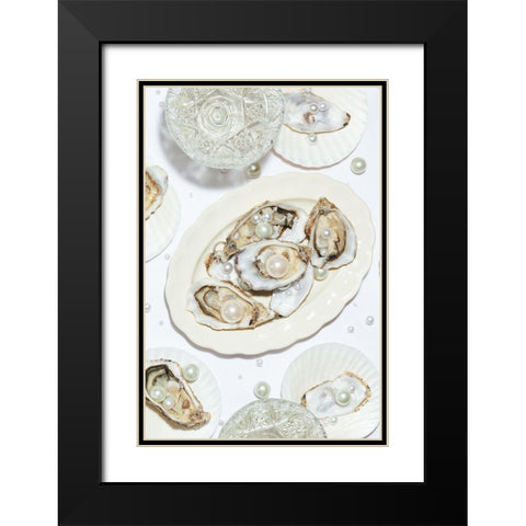 Oysters a Pearls No 03 Black Modern Wood Framed Art Print with Double Matting by 1x Studio III