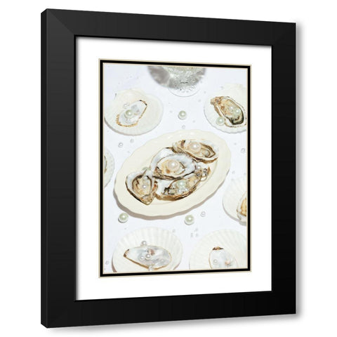 Oysters a Pearls No 04 Black Modern Wood Framed Art Print with Double Matting by 1x Studio III