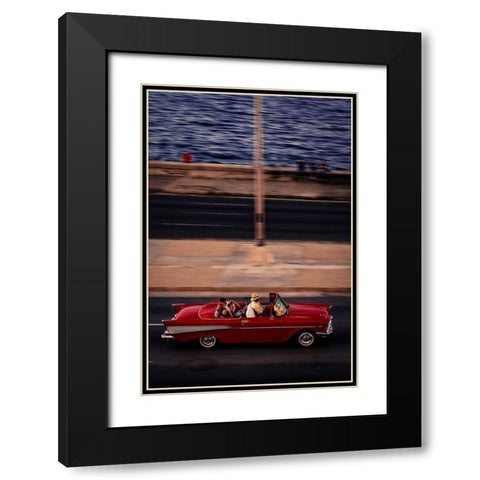 Red Car Driving Black Modern Wood Framed Art Print with Double Matting by Bauer, Andreas