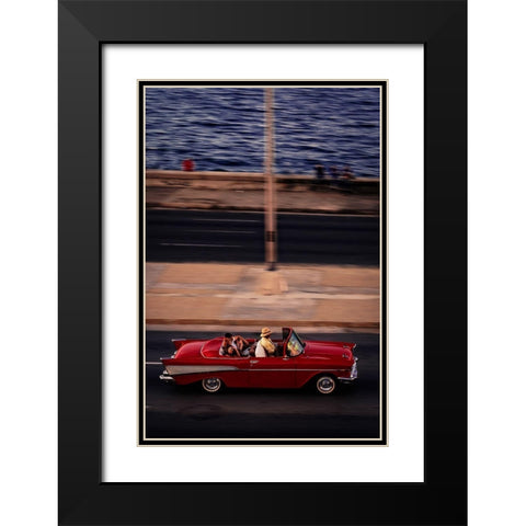 Red Car Driving Black Modern Wood Framed Art Print with Double Matting by Bauer, Andreas