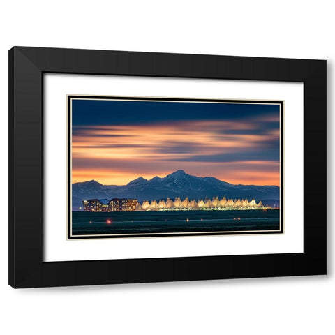 Denver International Airport In Dusk With Longs Peak As Background Black Modern Wood Framed Art Print with Double Matting by Xu, Mei