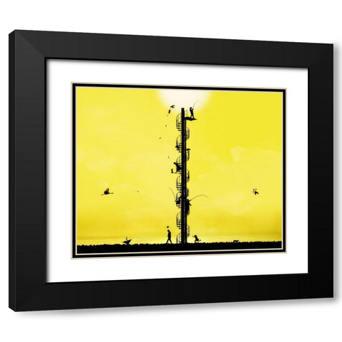 Slapstick Drama Black Modern Wood Framed Art Print with Double Matting by Kazutoshikawakami