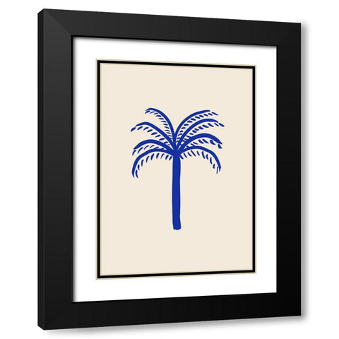 Blue Palm Black Modern Wood Framed Art Print with Double Matting by 1x Studio