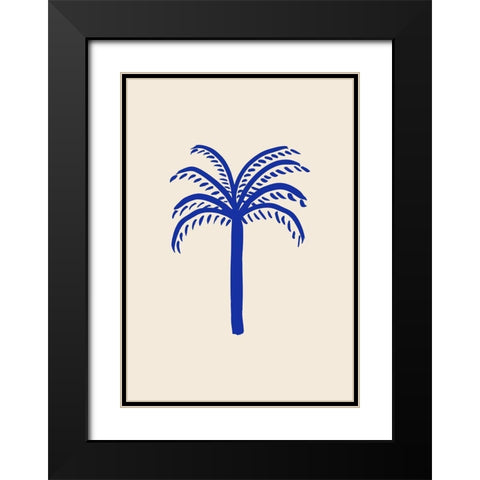 Blue Palm Black Modern Wood Framed Art Print with Double Matting by 1x Studio
