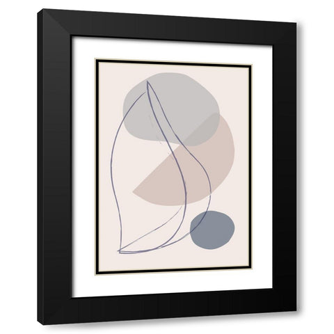 New Shapes Blue No 1 Black Modern Wood Framed Art Print with Double Matting by 1x Studio