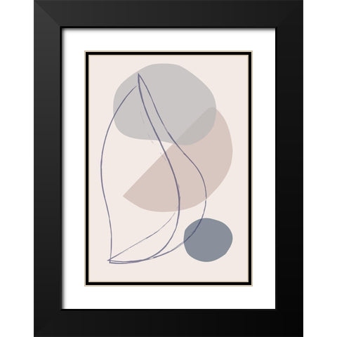 New Shapes Blue No 1 Black Modern Wood Framed Art Print with Double Matting by 1x Studio