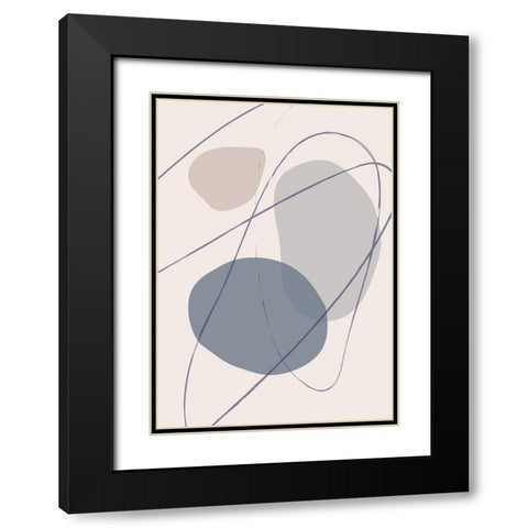 New Shapes Blue No 2 Black Modern Wood Framed Art Print with Double Matting by 1x Studio