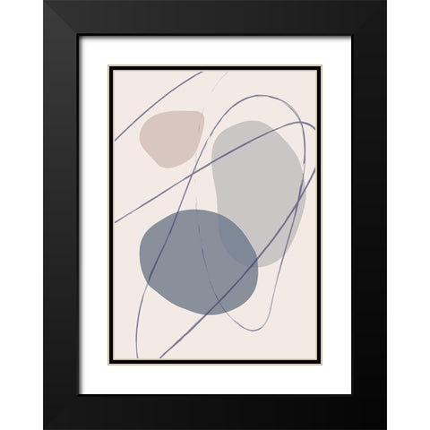 New Shapes Blue No 2 Black Modern Wood Framed Art Print with Double Matting by 1x Studio