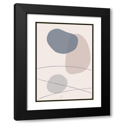 New Shapes Blue No 3 Black Modern Wood Framed Art Print with Double Matting by 1x Studio