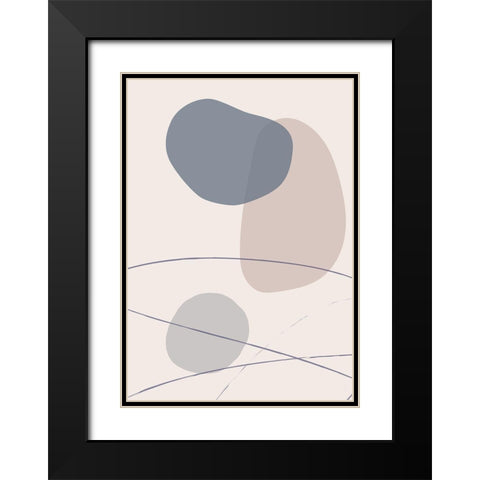 New Shapes Blue No 3 Black Modern Wood Framed Art Print with Double Matting by 1x Studio