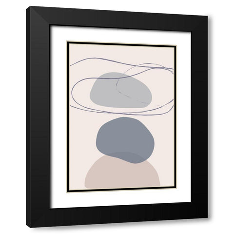 New Shapes Blue No 4 Black Modern Wood Framed Art Print with Double Matting by 1x Studio